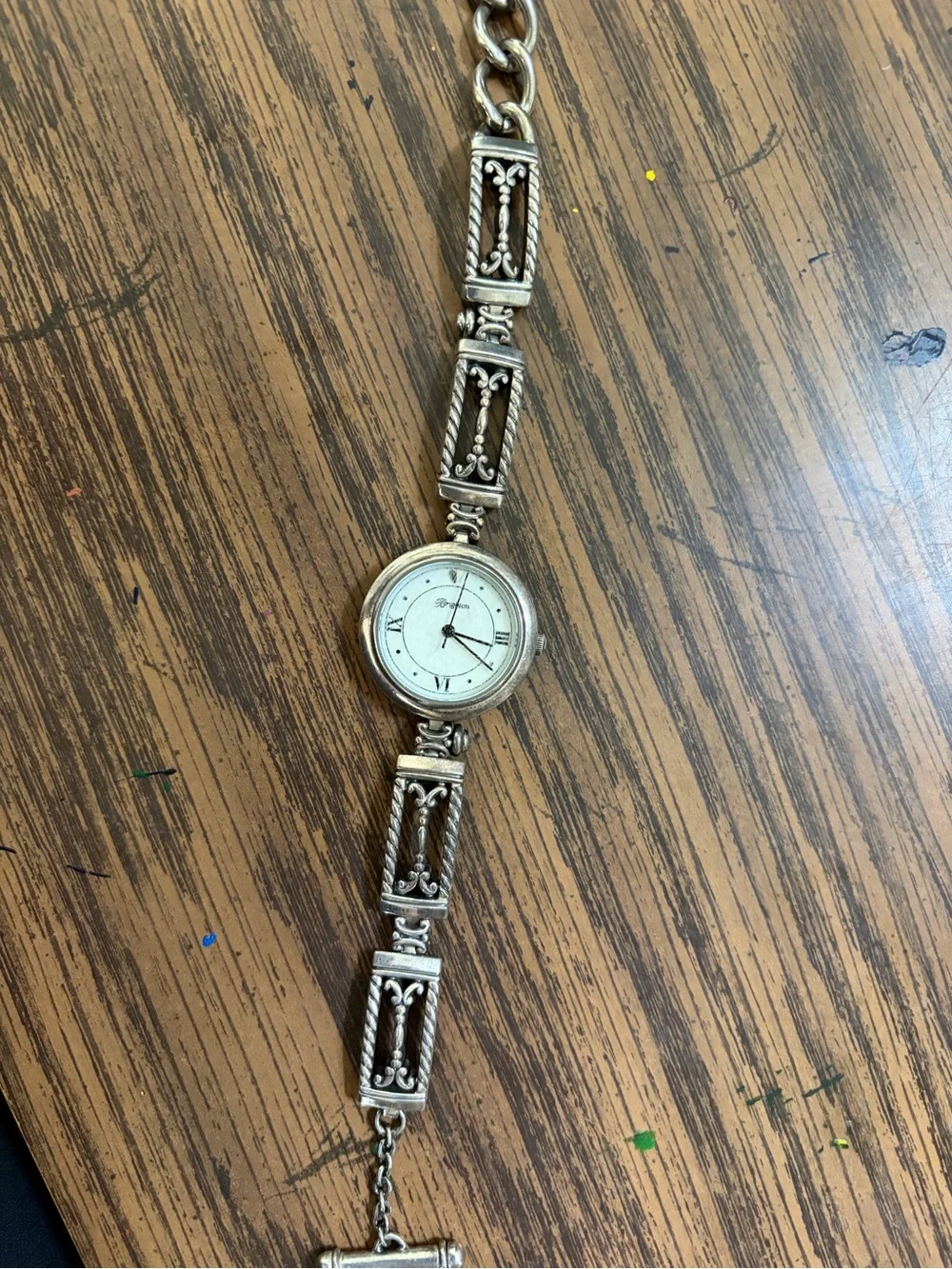 Brighton Silver-Tone Bracelet Watch with White Dial